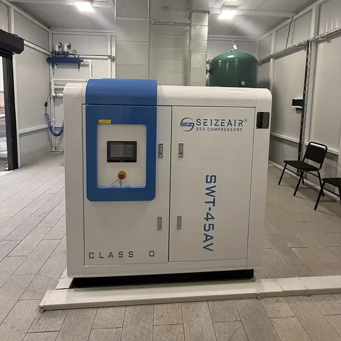 Compressor de ar de parafuso sem óleo tipo seco PM VSD de três estágios Compressor de ar de parafuso sem óleo tipo seco PM VSD de três estágios